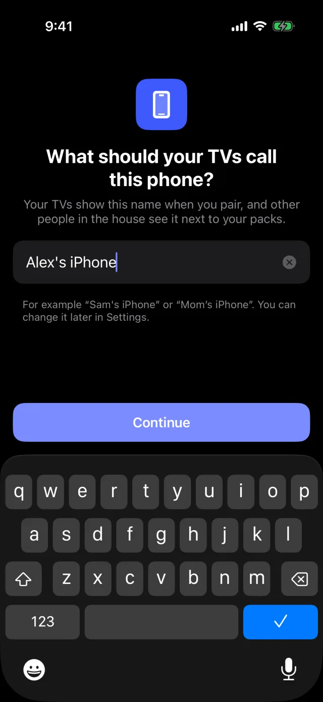 Naming your phone, so your TVs can say who started a slideshow