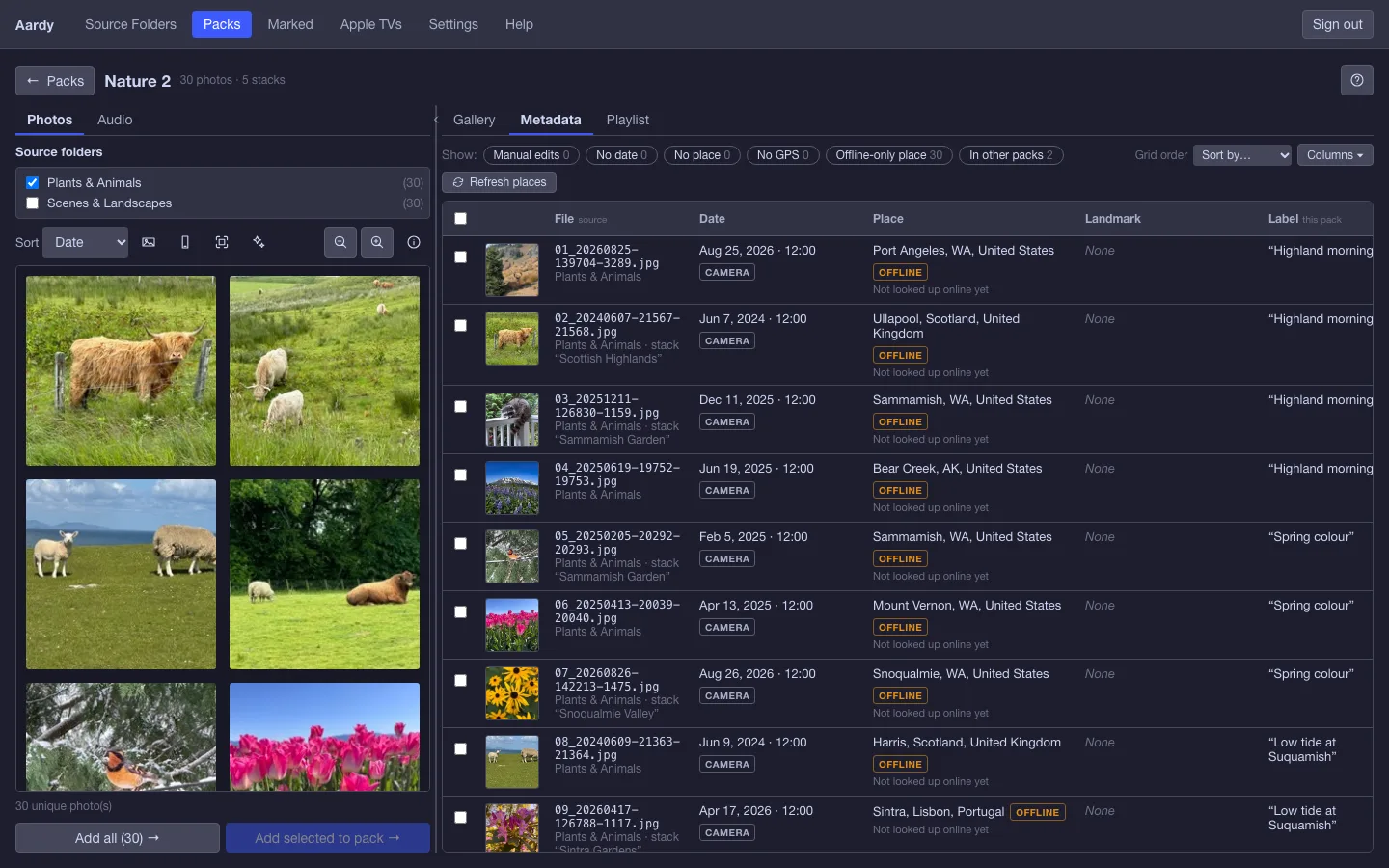 The Metadata tab